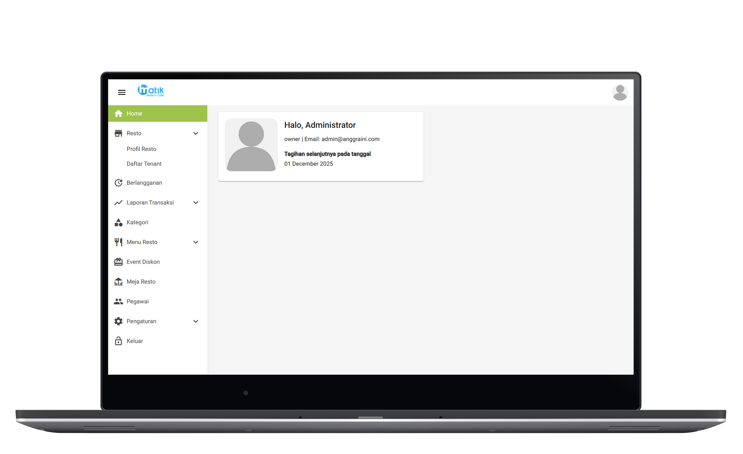 Web Dashboard (khusus Admin)